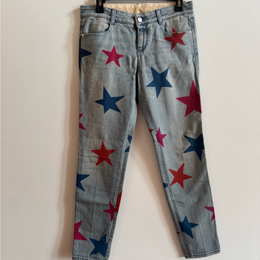 Stella McCartney Star-Patterned Blue and Red Women's Jeans